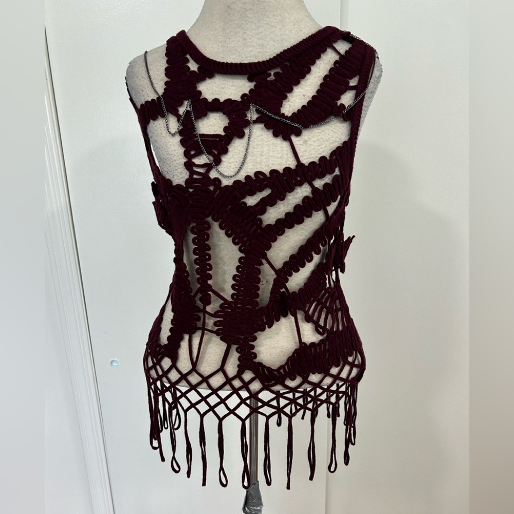 SOLD Elegant Burgundy Crochet Women Top